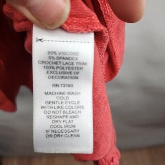 CABLE & Gauge Womens BOHO Top Size 1X Orange Lace Accent Balloon Sleeve Peasant - Picture 6 of 8